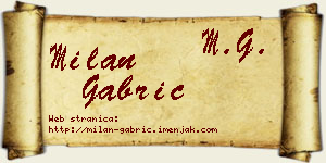 Milan Gabrić vizit kartica
